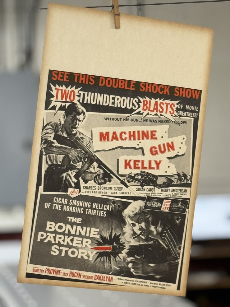 MACHINE GUN KELLY / BONNIE PARKER STORY COMBO Original Movie Window Card/Posters - 14 x 22