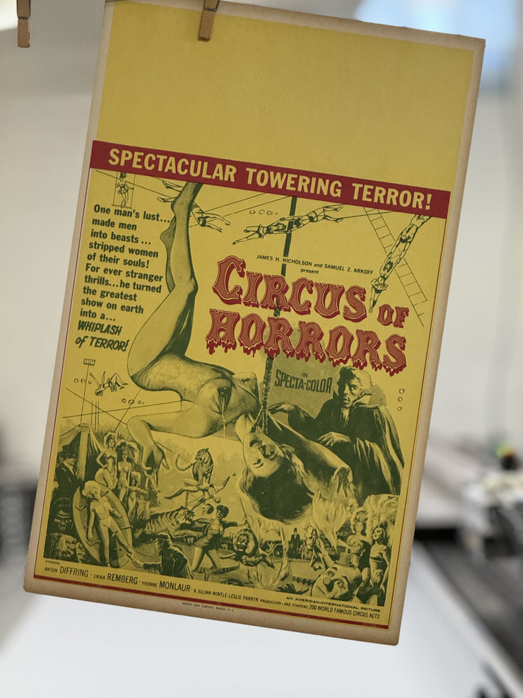 Circus of Horrors Original Movie Window Card/Posters - 14 x 22