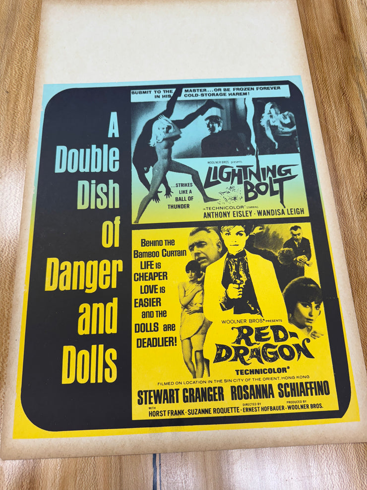 Double Dish of Danger and Dolls First Edition Standard Original Movie Cards/Posters - 14 x 22